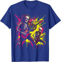 Skeletal Rock Band On Stage Graphic T-Shirt - Royal Blue