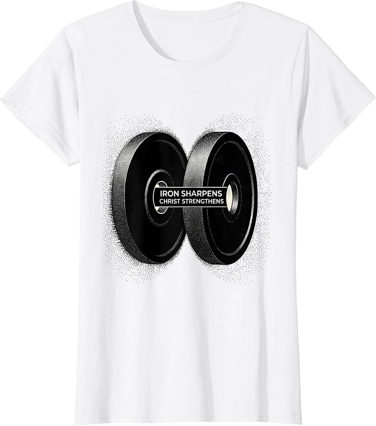 Women's Iron Sharpens, Christ Strengthens Faith-Based Gym Workout T-Shirt - White