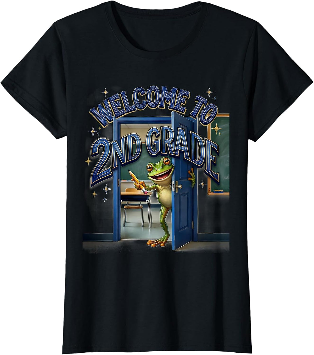 Welcome To 2nd Grade Funny Frog Teacher Back To School T-Shirt - Black