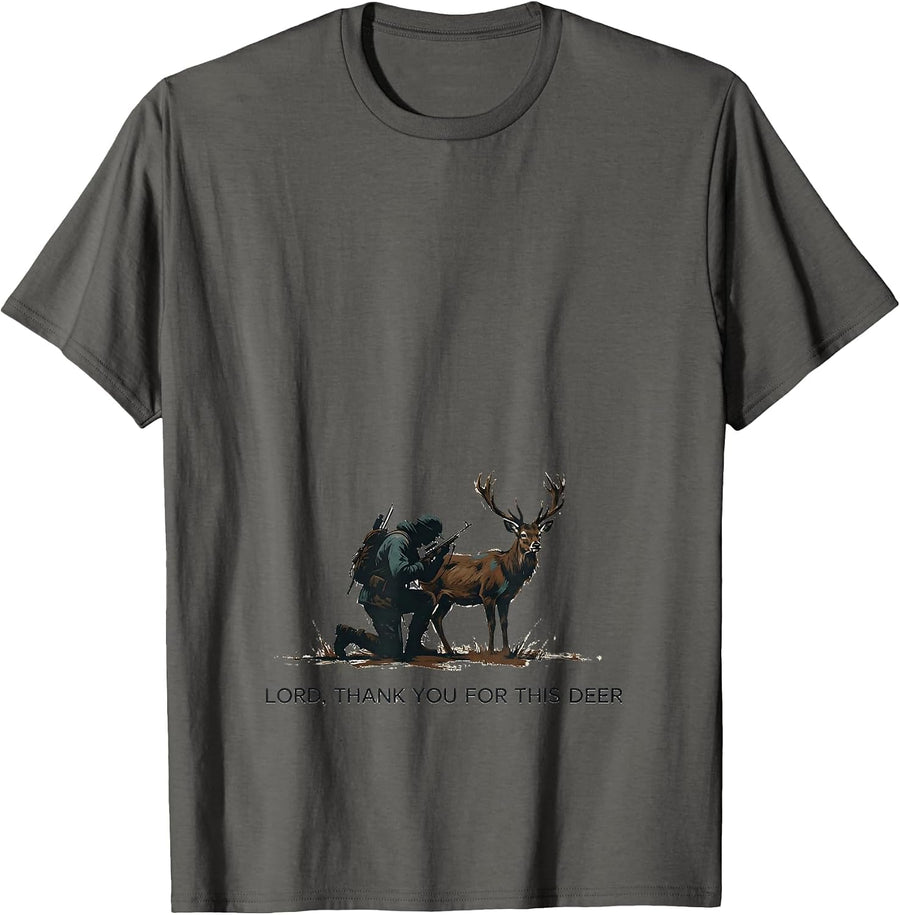 Lord, Thank You For This Deer Minimalist Hunting Faith Gift T-Shirt - Asphalt Grey