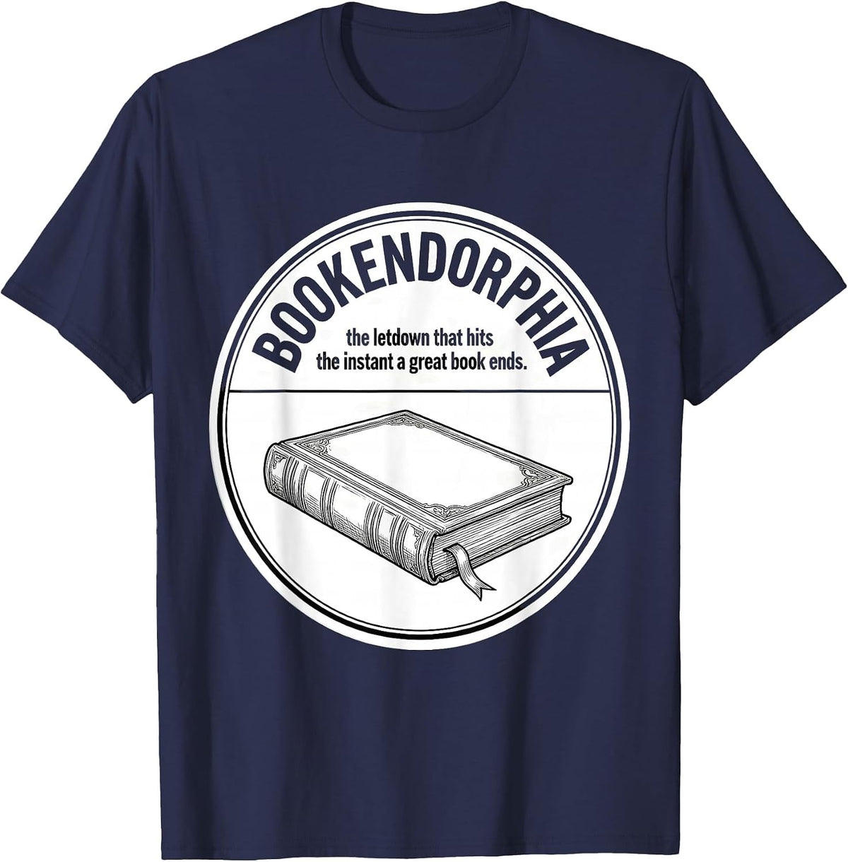 Men's Bookendorphia Bookworm Reader Humor T-Shirt - Navy Blue