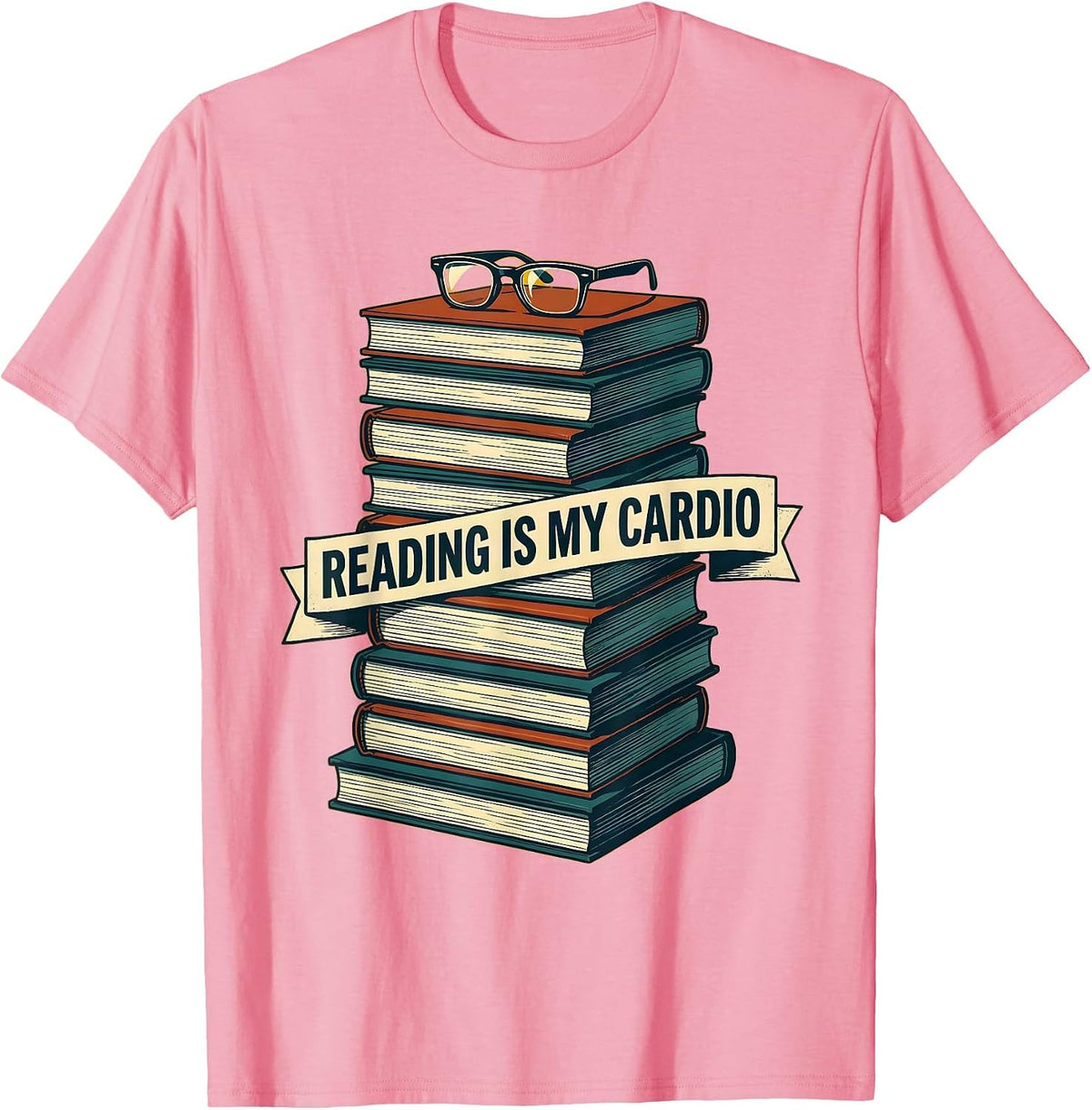 Men's Reading Is My Cardio English Teacher Design T-Shirt - Pink