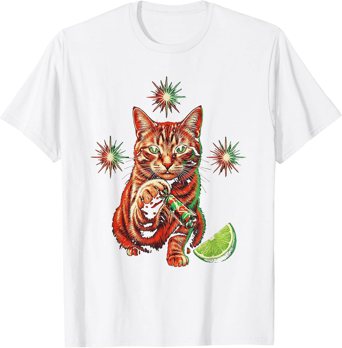 Men's Cute Fiesta Cat Party Favor Cinco De Mayo Humor T-Shirt - White