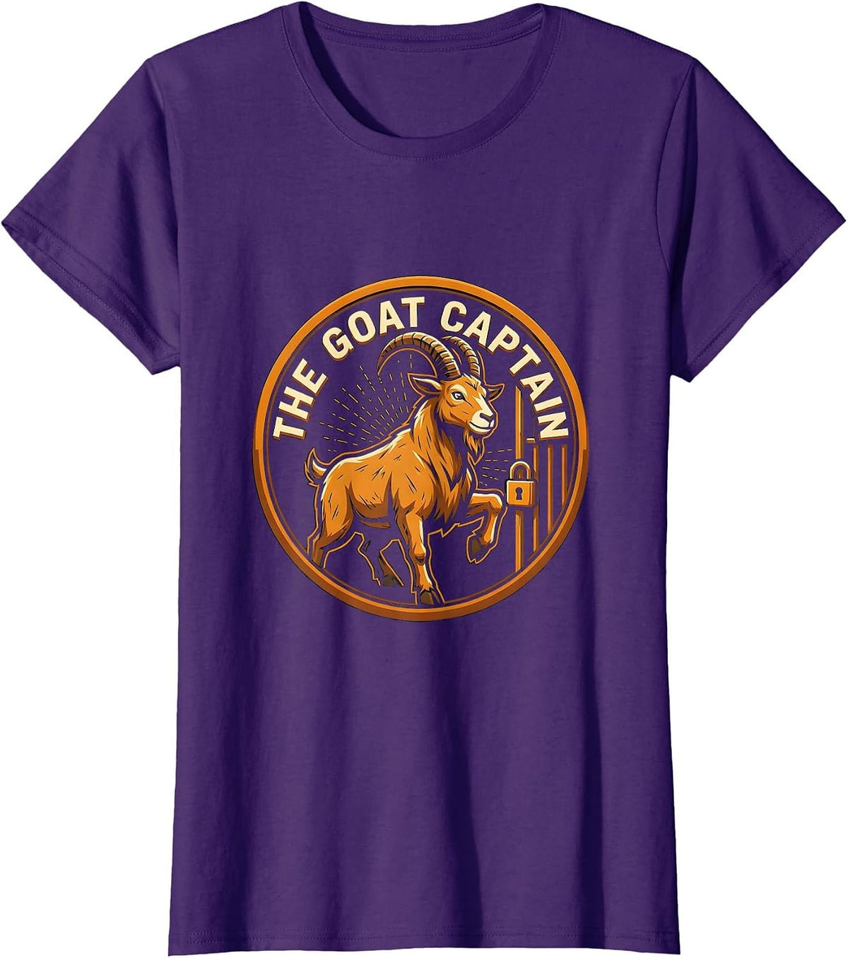 Women's The Goat Captain Funny Goat Owner Farmer Rancher Humor T-Shirt - Purple