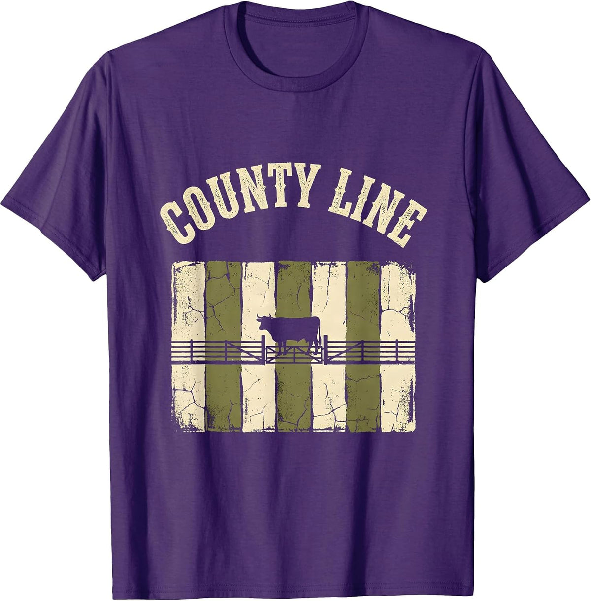 Men's COUNTY LINE Boho Western Monochrome Rural Pride T-Shirt - Purple