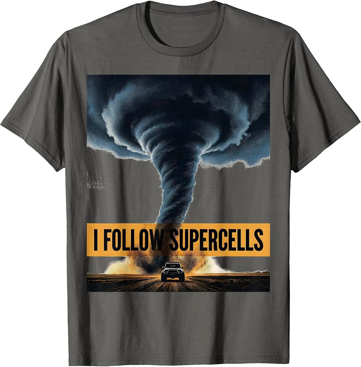 Men's I Follow Supercells Photo Screenprint Expressive Meteorology T-Shirt - Asphalt Grey