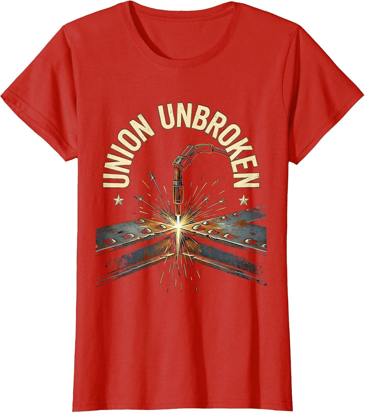 Union Unbroken Vintage Union Worker Skilled Trades T-Shirt - Red