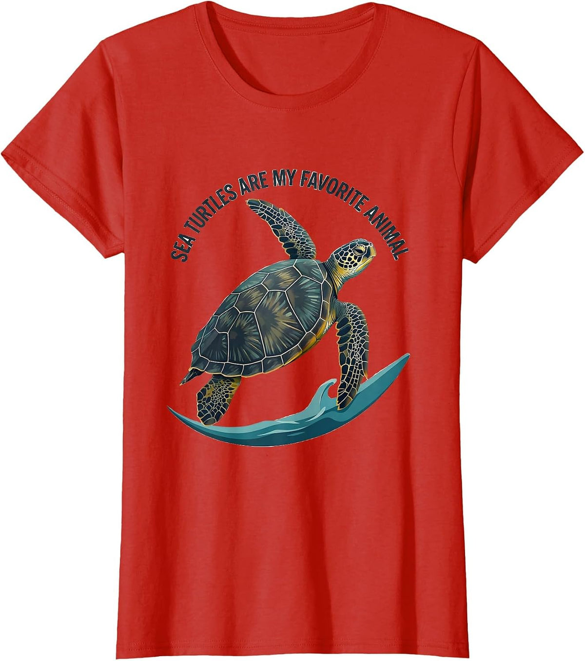 Women's Sea Turtles Are My Favorite Animal Midcentury Modern Ocean T-Shirt - Red