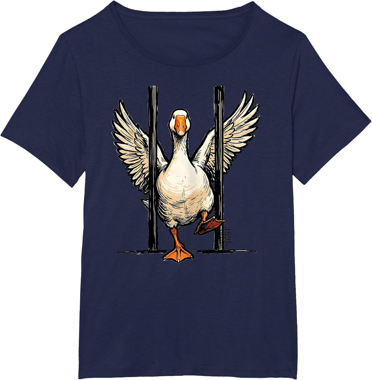 Women's Silly Goose Meme Funny Goose Jailbird Prison Humor T-Shirt - Navy Blue