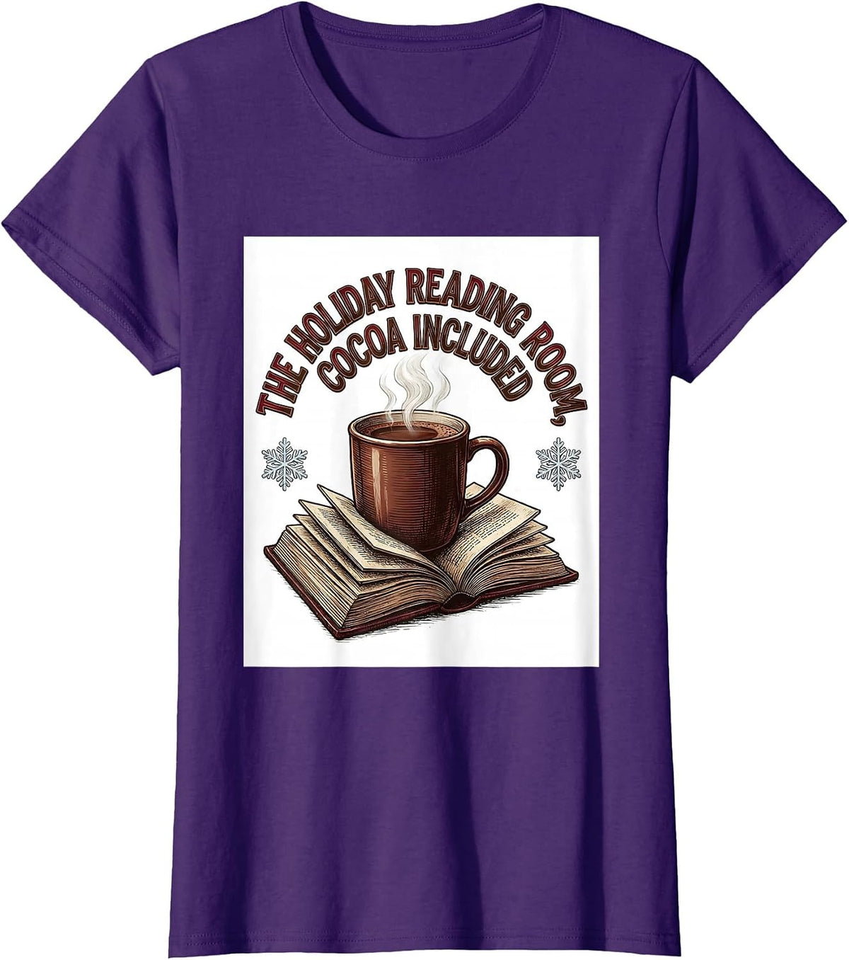 Women's The Holiday Reading Room, Cocoa Included Bookworm T-Shirt - Purple