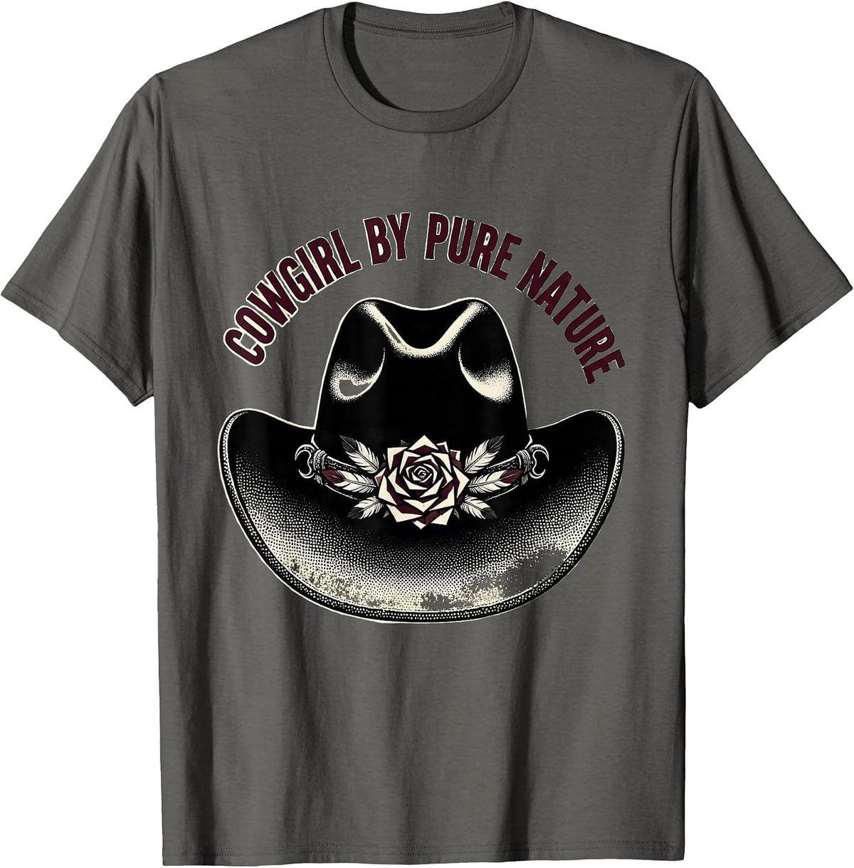 Cowgirl By Pure Nature Rodeo Design T-Shirt - Asphalt Grey