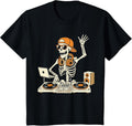 Funny Skeleton Dj Halloween Costume Music Lovers Men Boys T-Shirt - Black