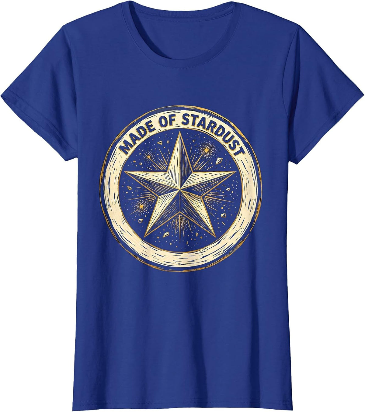 Women's Made of Stardust Cosmic Universe Design T-Shirt - Royal Blue