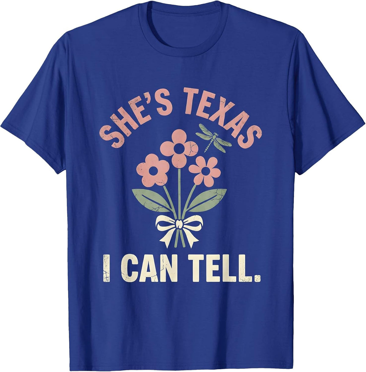 Men's She's Texas, I Can Tell Boho Floral Western Cowgirl Humor T-Shirt - Royal Blue