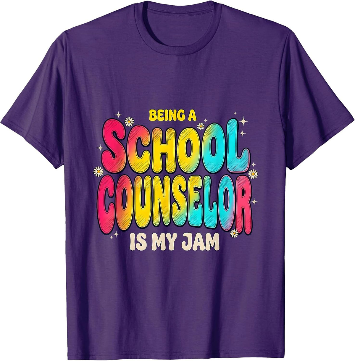 Being A School Counselor Is My Jam Groovy Retro Pride T-Shirt - Purple