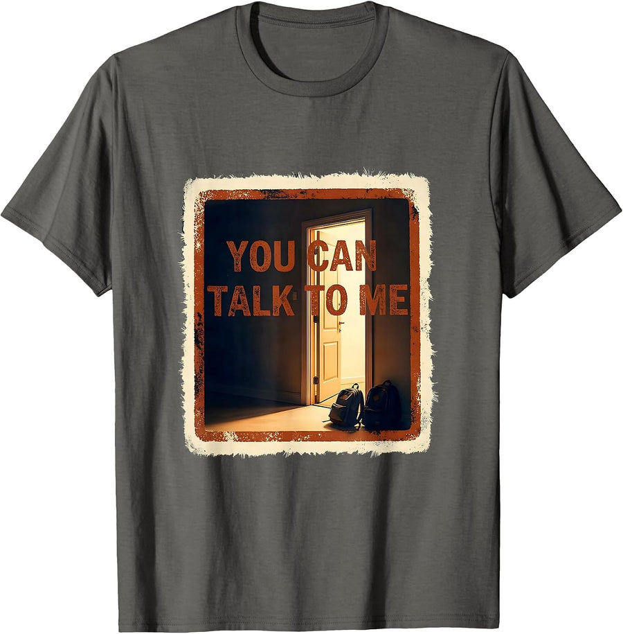 You Can Talk To Me Rubber Stamp School Counselor Student T-Shirt - Asphalt Grey