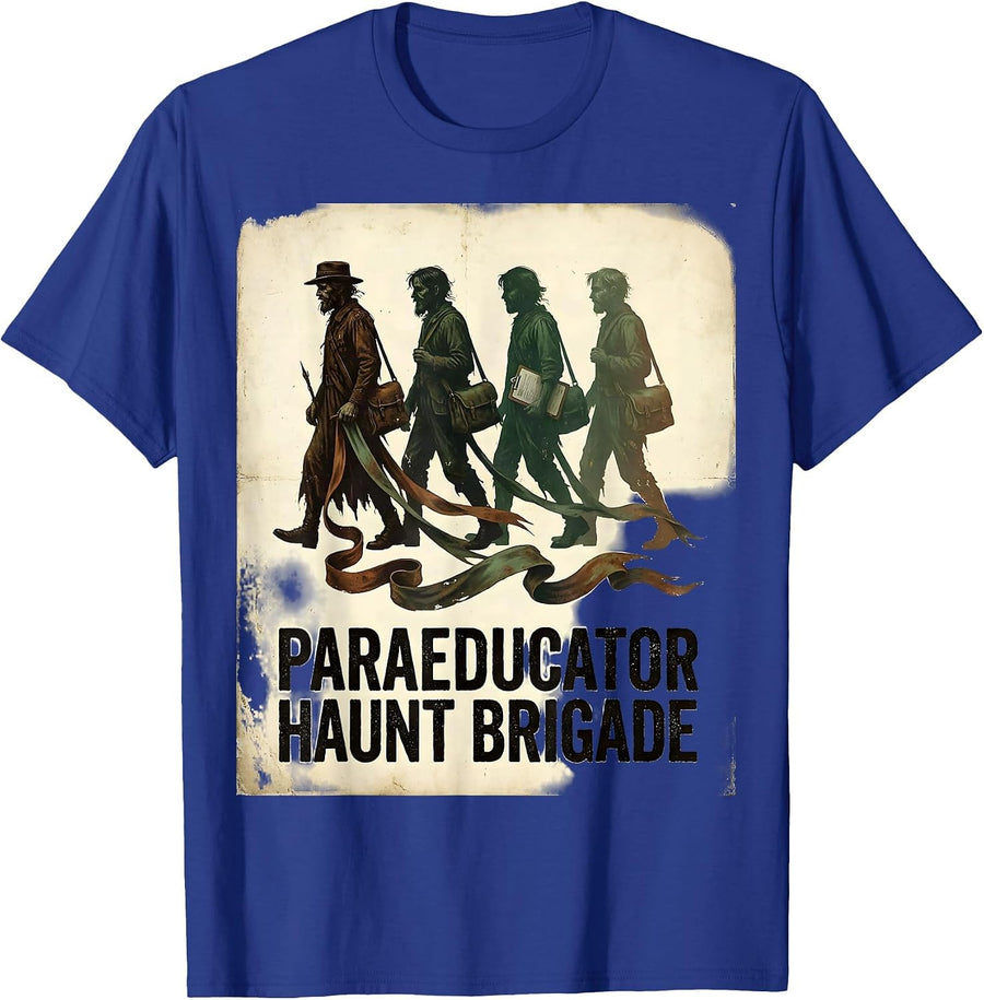 Paraeducator Haunt Brigade Vintage Ghost Paraeducator T-Shirt - Royal Blue