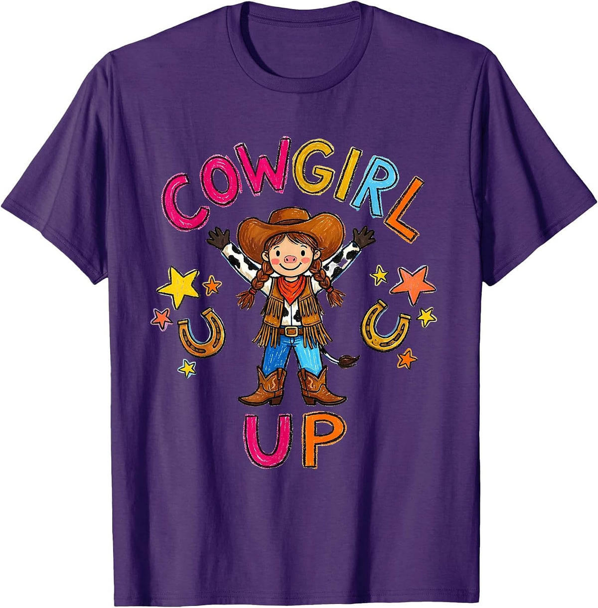 Cowgirl Up Western Rodeo Design T-Shirt - Purple