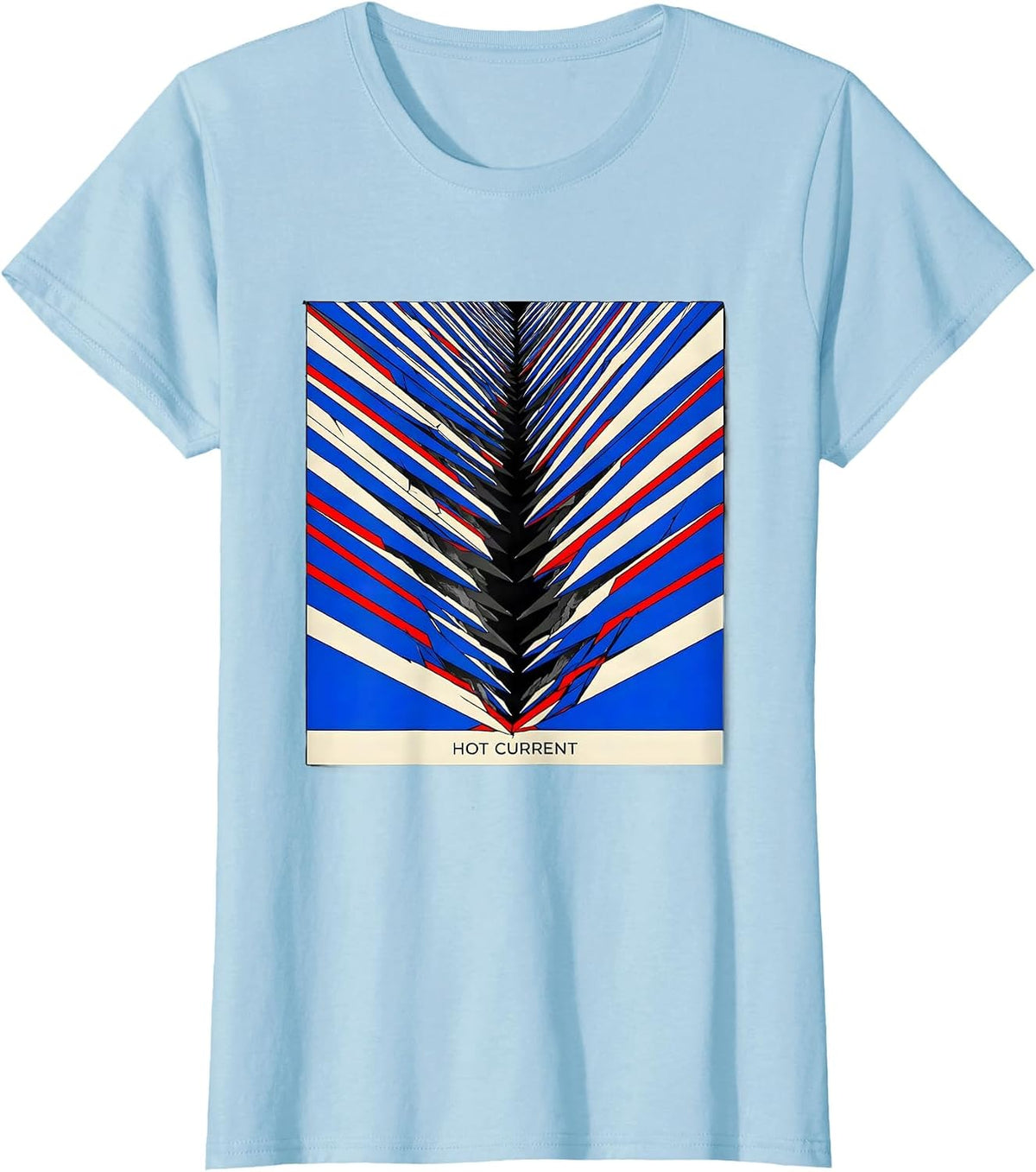 Women's HOT CURRENT Bold Lightning Bolt Futurist Dynamism Graphic T-Shirt - Baby Blue