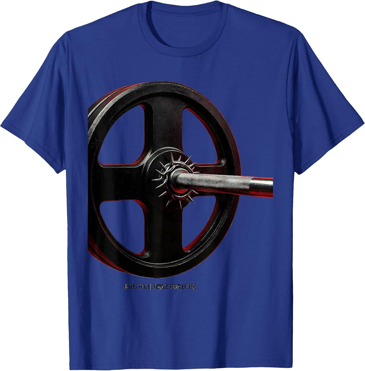 Jesus The Ultimate Iron Lifter Minimalist Christian Gym T-Shirt - Royal Blue