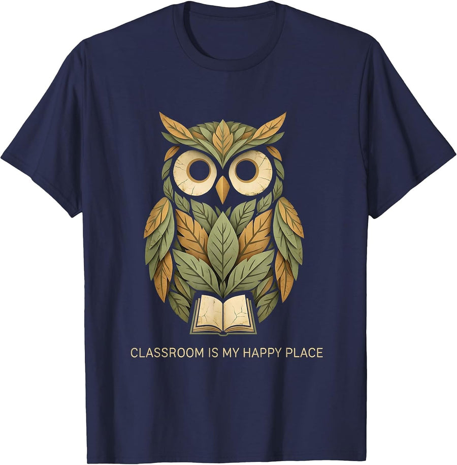 Classroom Is My Happy Place 2nd Grade Teacher T-Shirt - Navy Blue