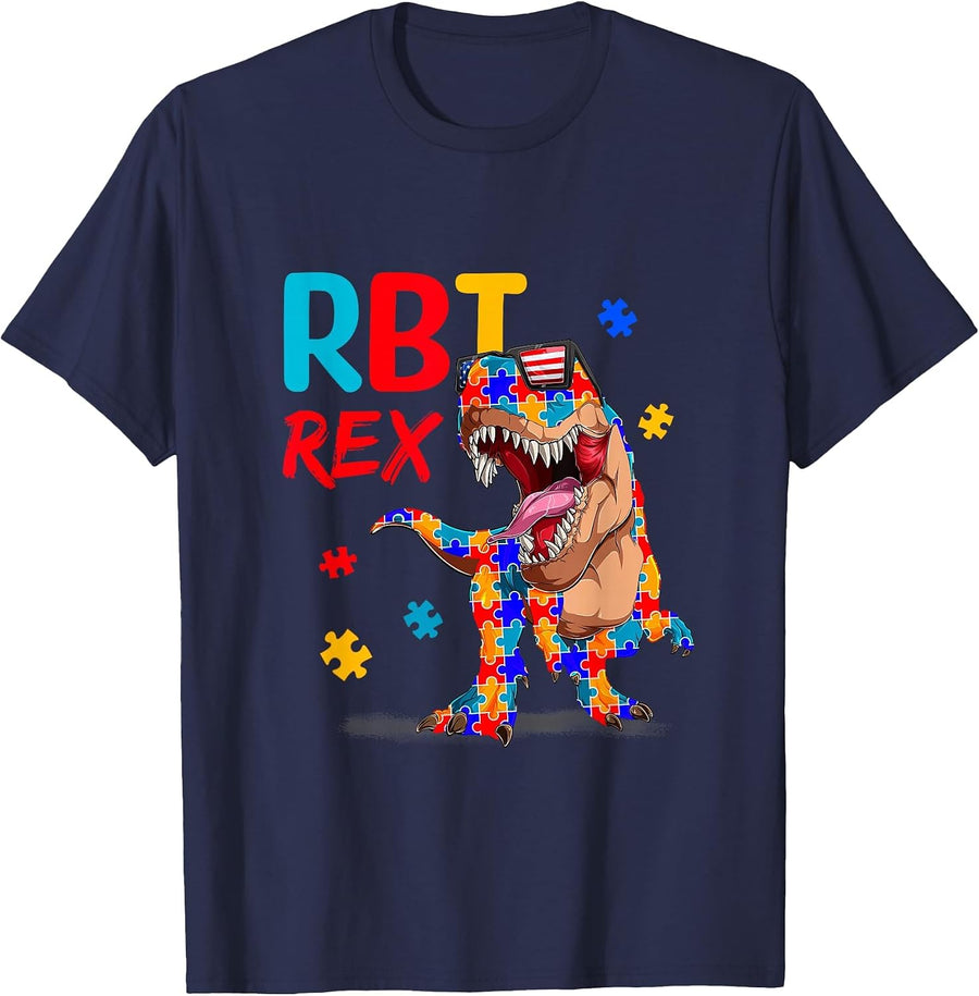 RBT Rex Registered Behavioral Technician Therapist Autism T-Shirt - Navy Blue