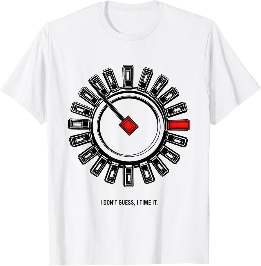 Men's I Don't Guess, I Time It Funny Mechanic Gift Auto Technician T-Shirt - White
