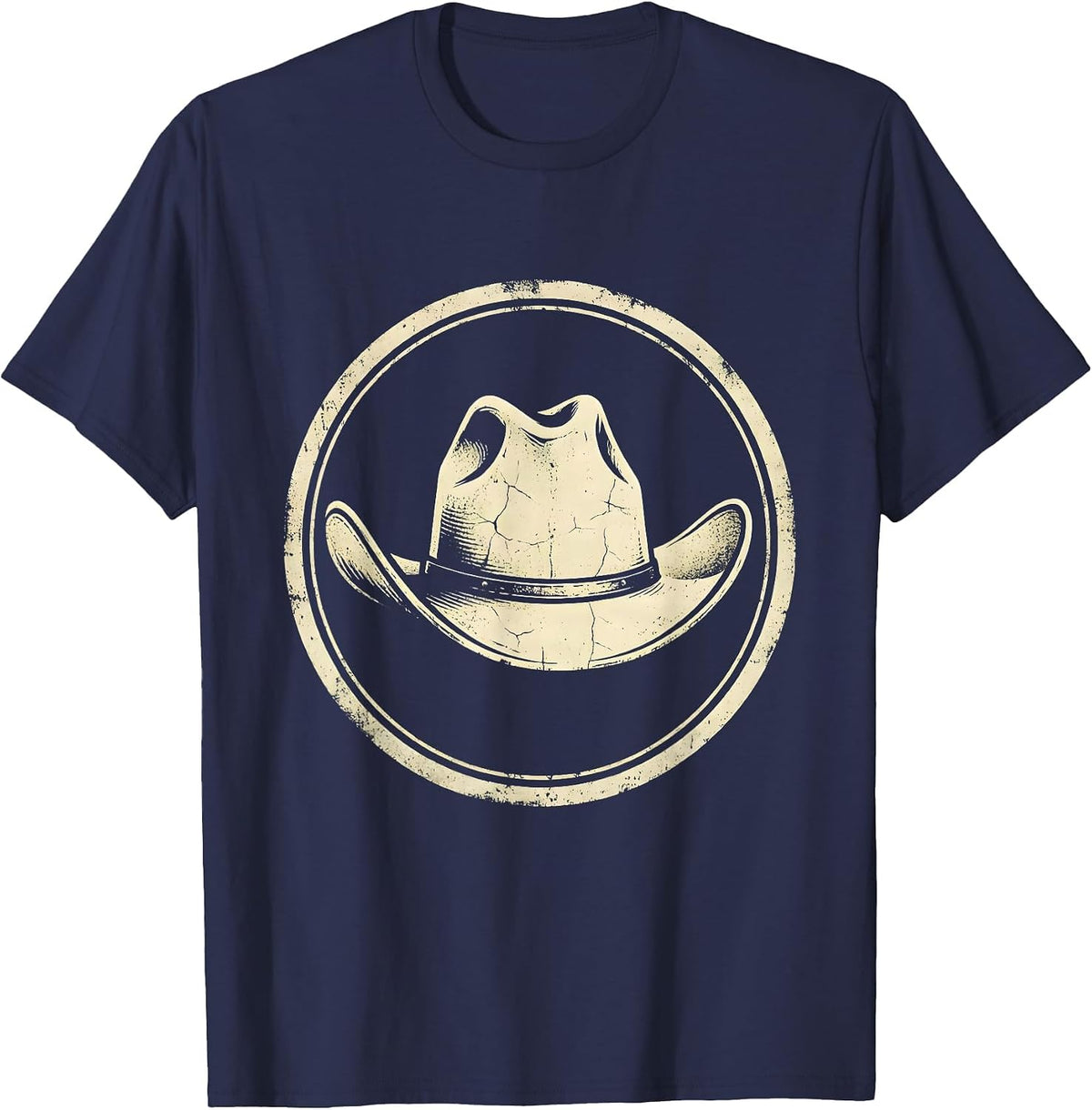 Sealed Cowboy Hat Badge Boho Western Mono Cowgirl Pride T-Shirt - Navy Blue
