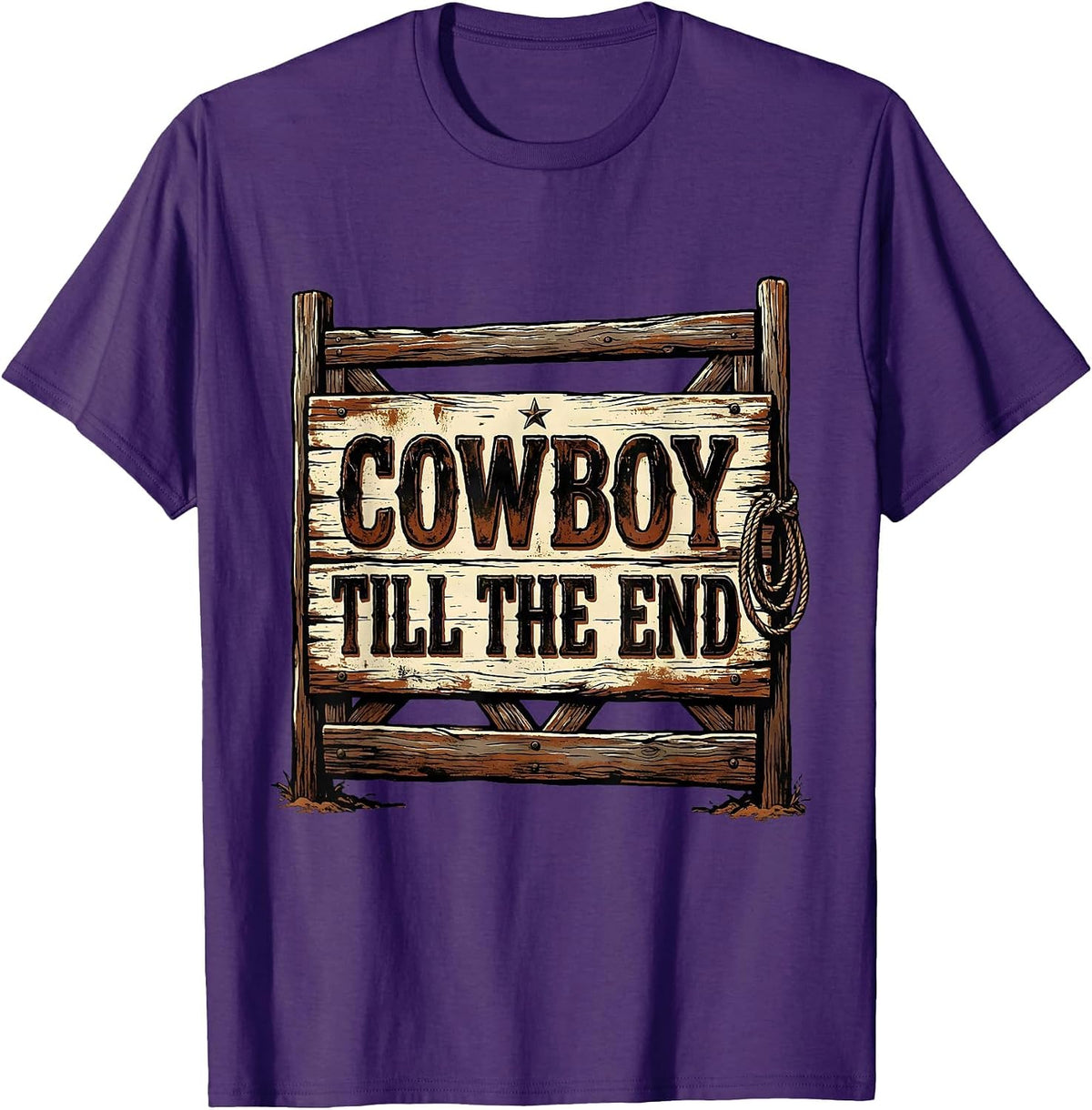 Cowboy Till The End Vintage Western Cowgirl Rodeo T-Shirt - Purple