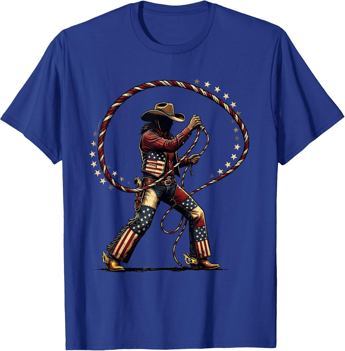 Cowgirl Lasso Western Rodeo Graphic Design T-Shirt - Royal Blue