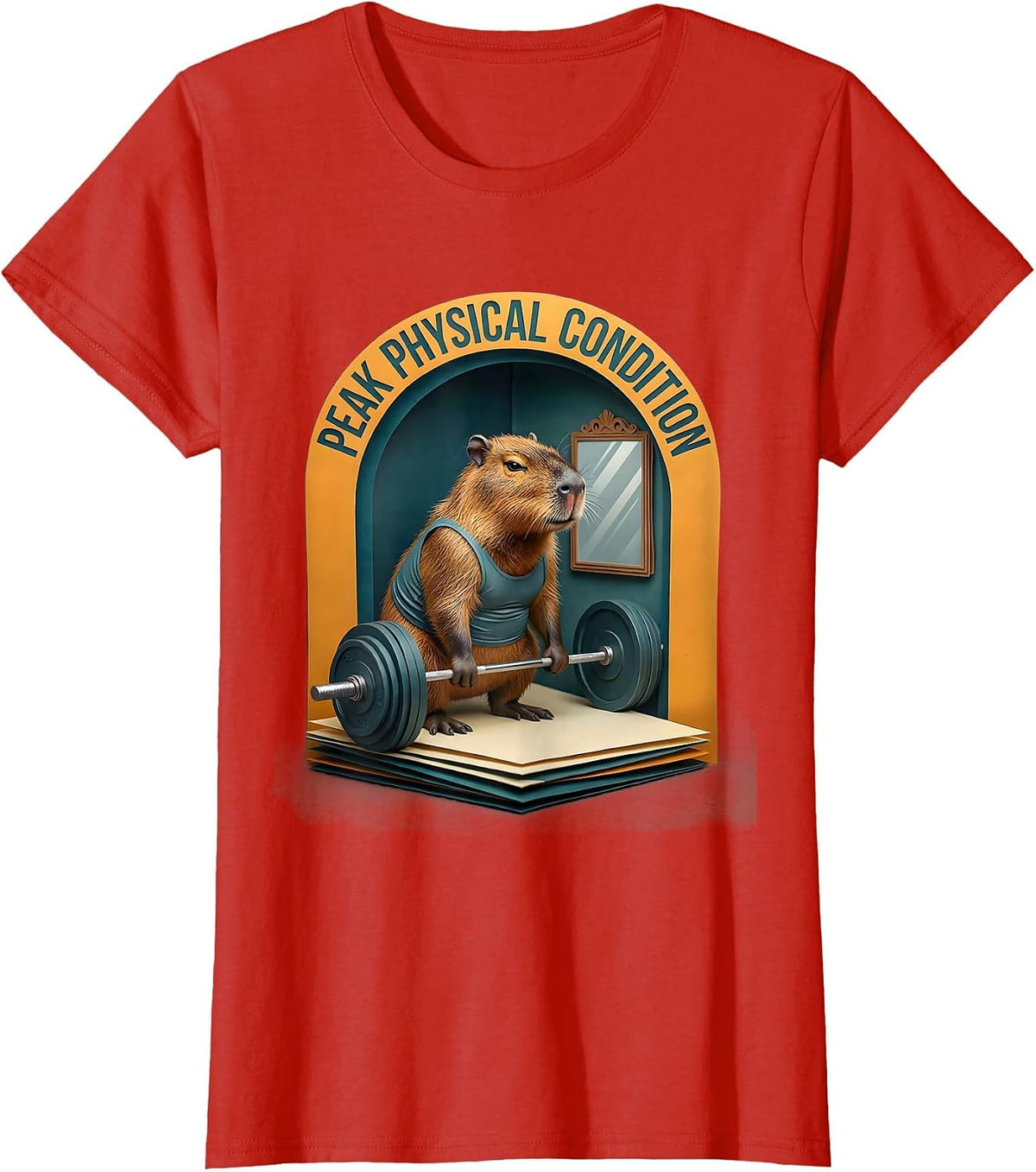 Women's Peak Physical Condition Funny Gym Capybara Weightlifting T-Shirt - Red