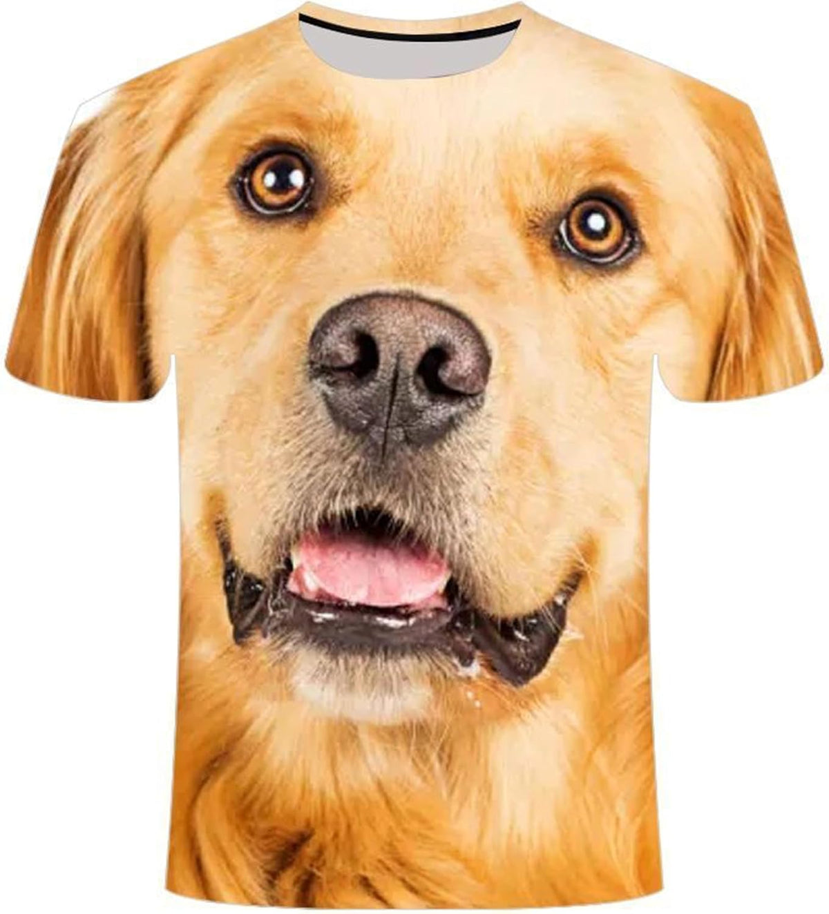Unisex 3D All Over Print T-Shirt-Realistic Dog Face Graphic Tee,Funny Dog Lover Novelty Casual Short Sleeve Shirt Gift -