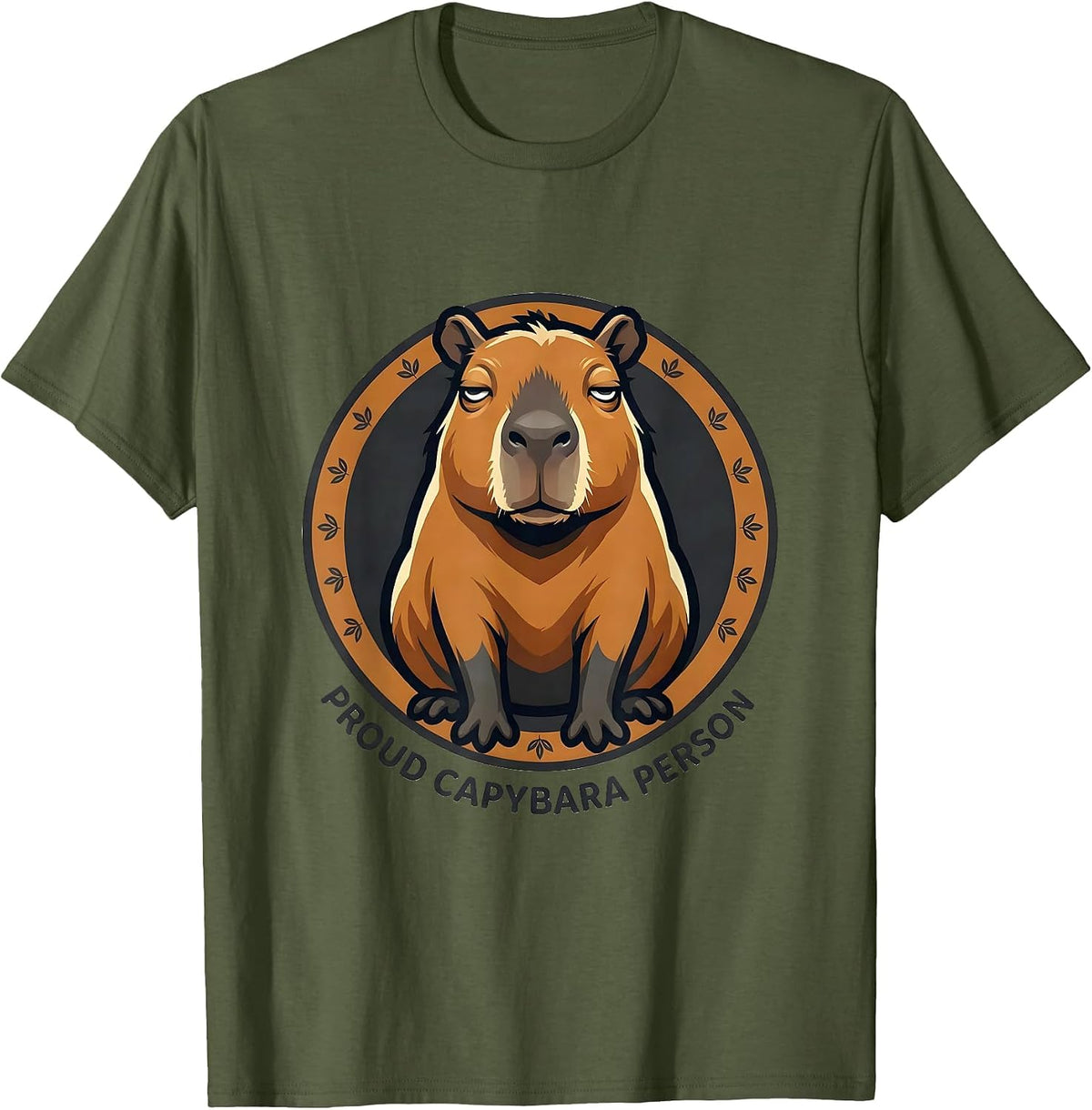 Proud Capybara Person Funny Meme Gamer Capybara Lover T-Shirt - Olive Green