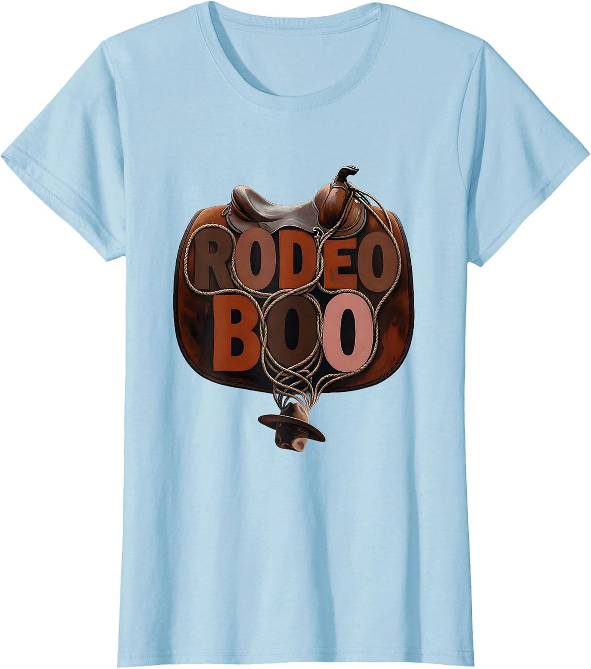 Rodeo Boo Western Ghost Halloween Humor Cowgirl T-Shirt - Baby Blue