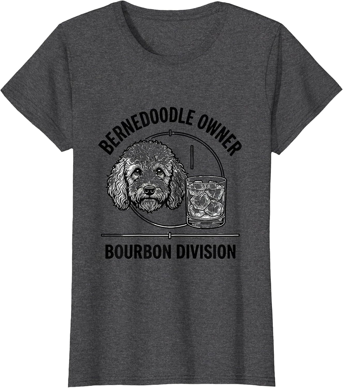 Women's Bernedoodle Owner Bourbon Division Funny Dog Lover Coffee T-Shirt - Dark Heather Grey