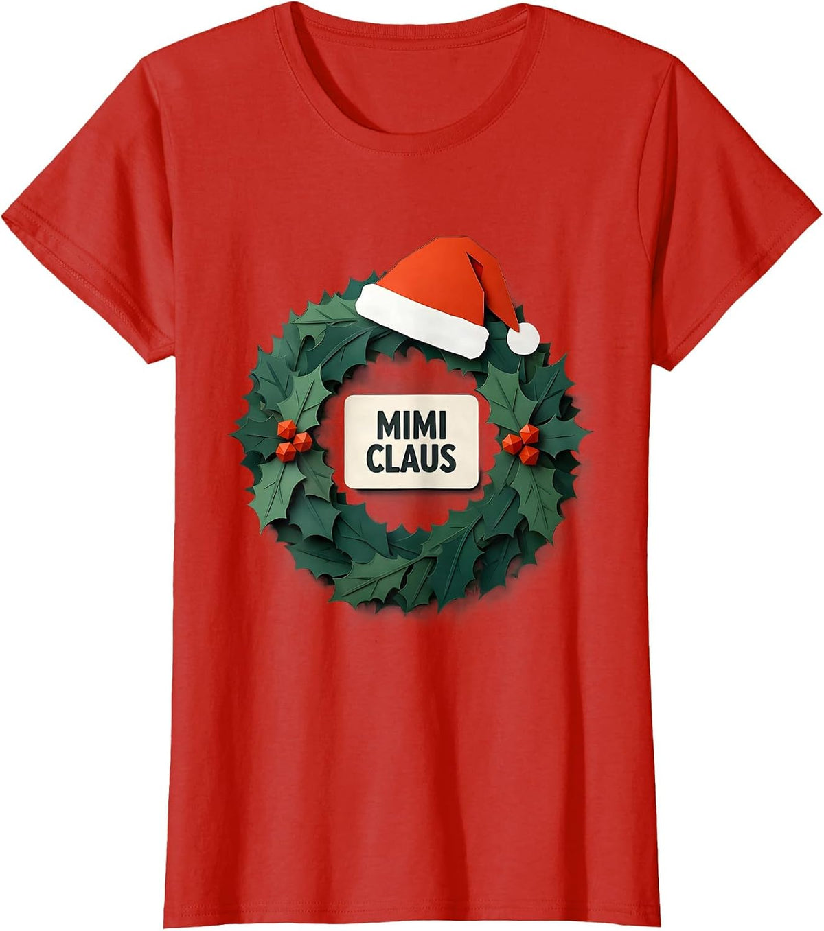 Mimi Claus Paper Cutout Christmas Family Matching Pajama T-Shirt - Red