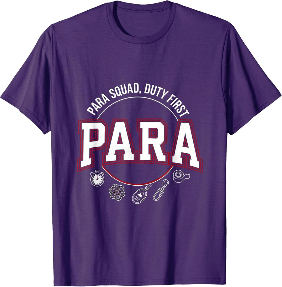 Men's Para Squad Duty First Sports Paraeducator Back To School T-Shirt - Purple