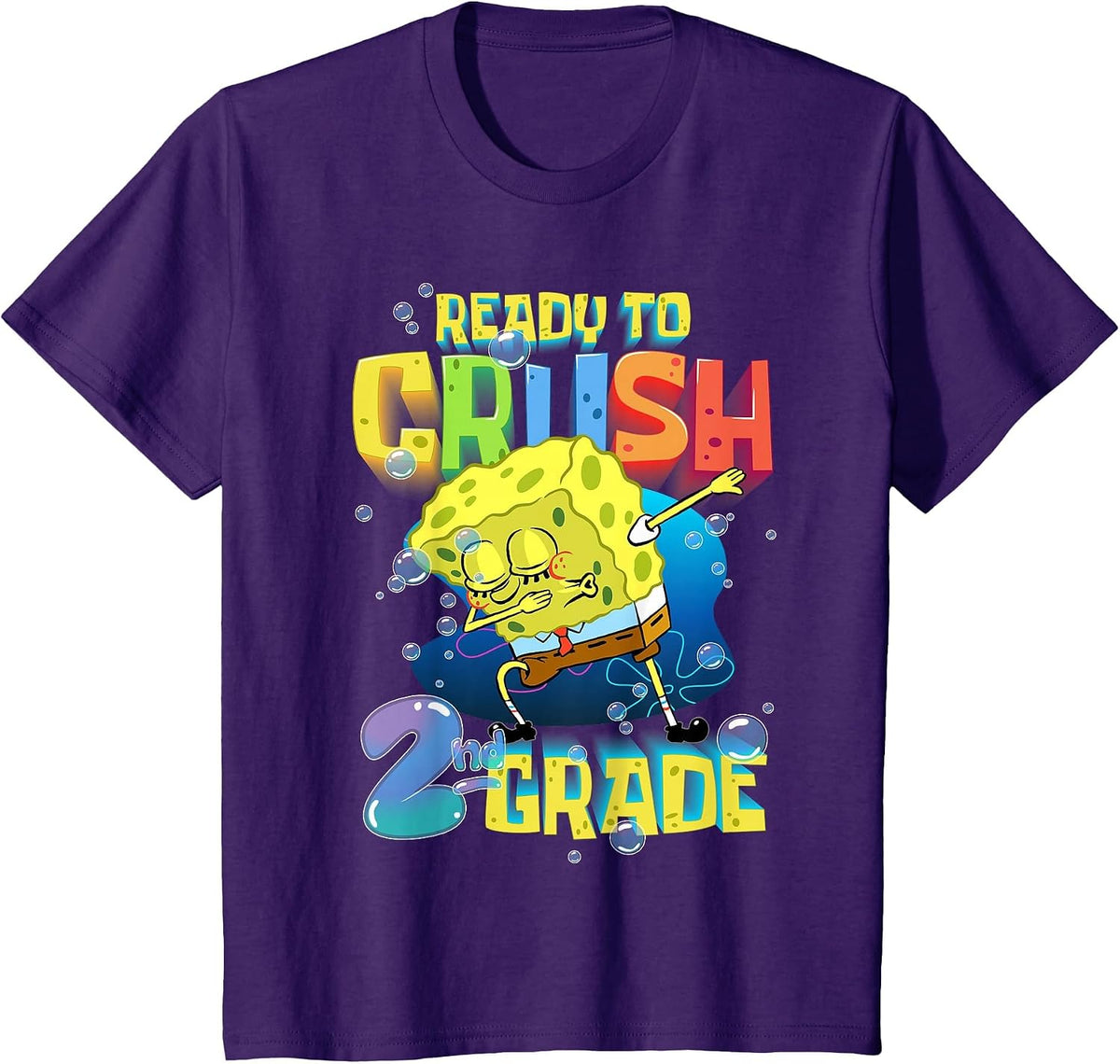 Spongebob Dabbing Ready to Crush 2nd Grade School Spongebob T-Shirt - Purple