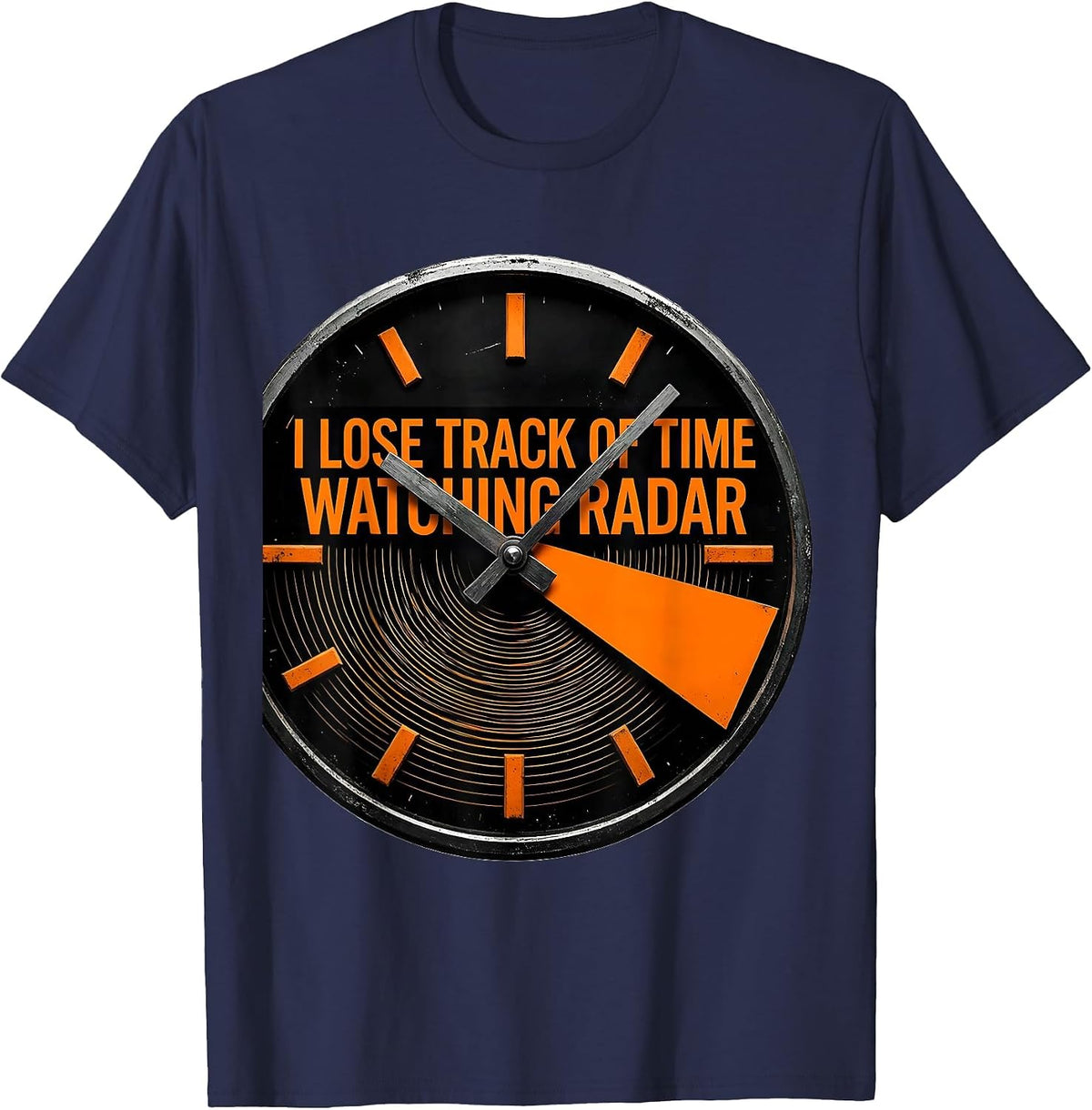 Men's I Lose Track Of Time Watching Radar Brutalist Meteorology T-Shirt - Navy Blue