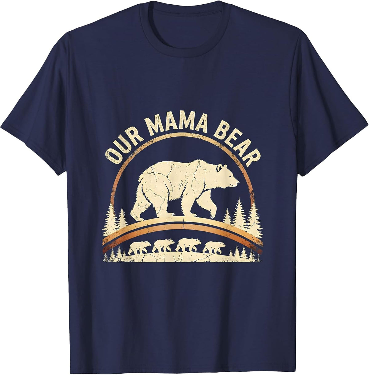 Men's Our Mama Bear Boho Western Mama Cub Matching Family T-Shirt - Navy Blue