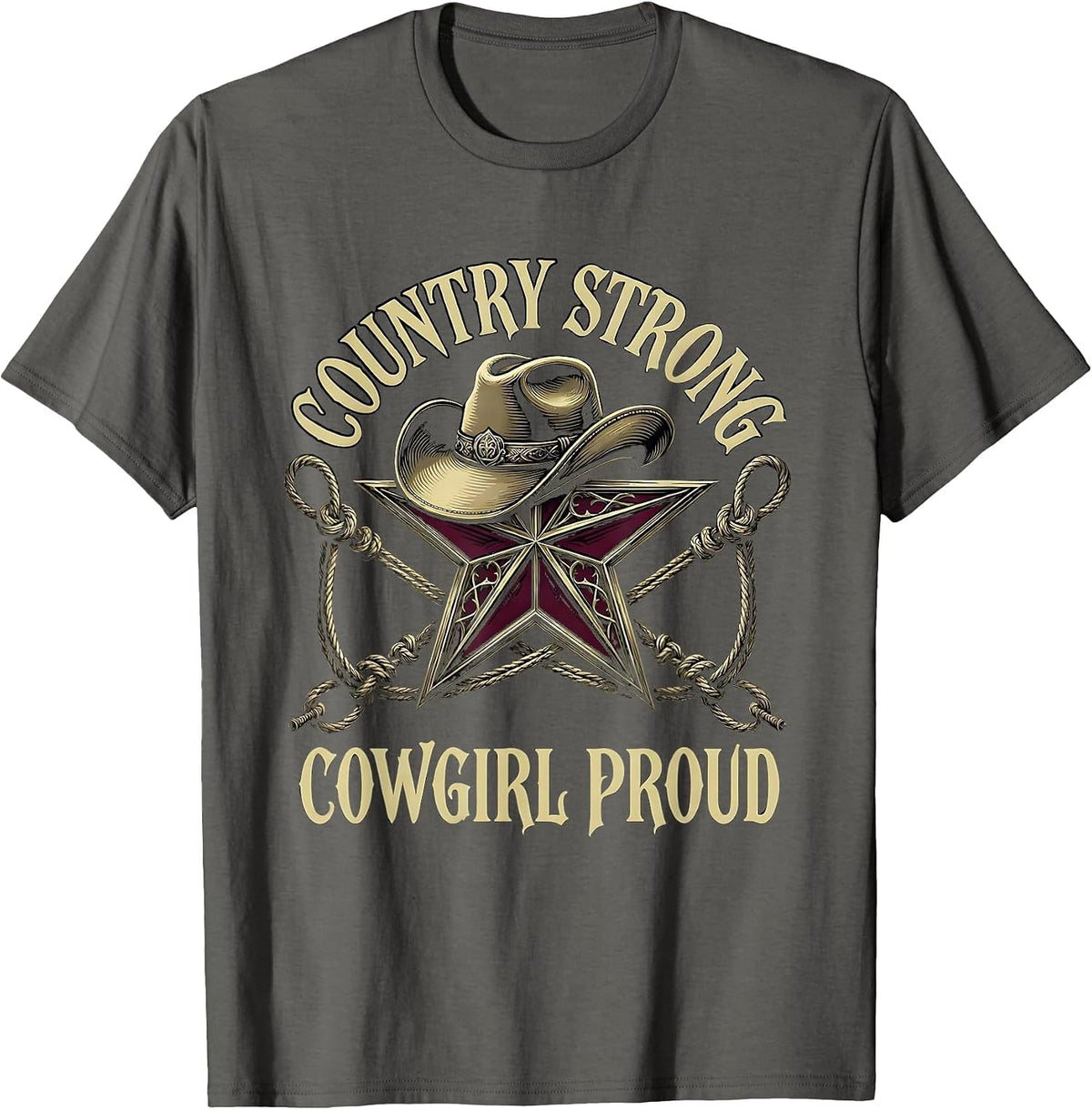 Men's Country Strong Cowgirl Proud Rodeo Design T-Shirt - Asphalt Grey