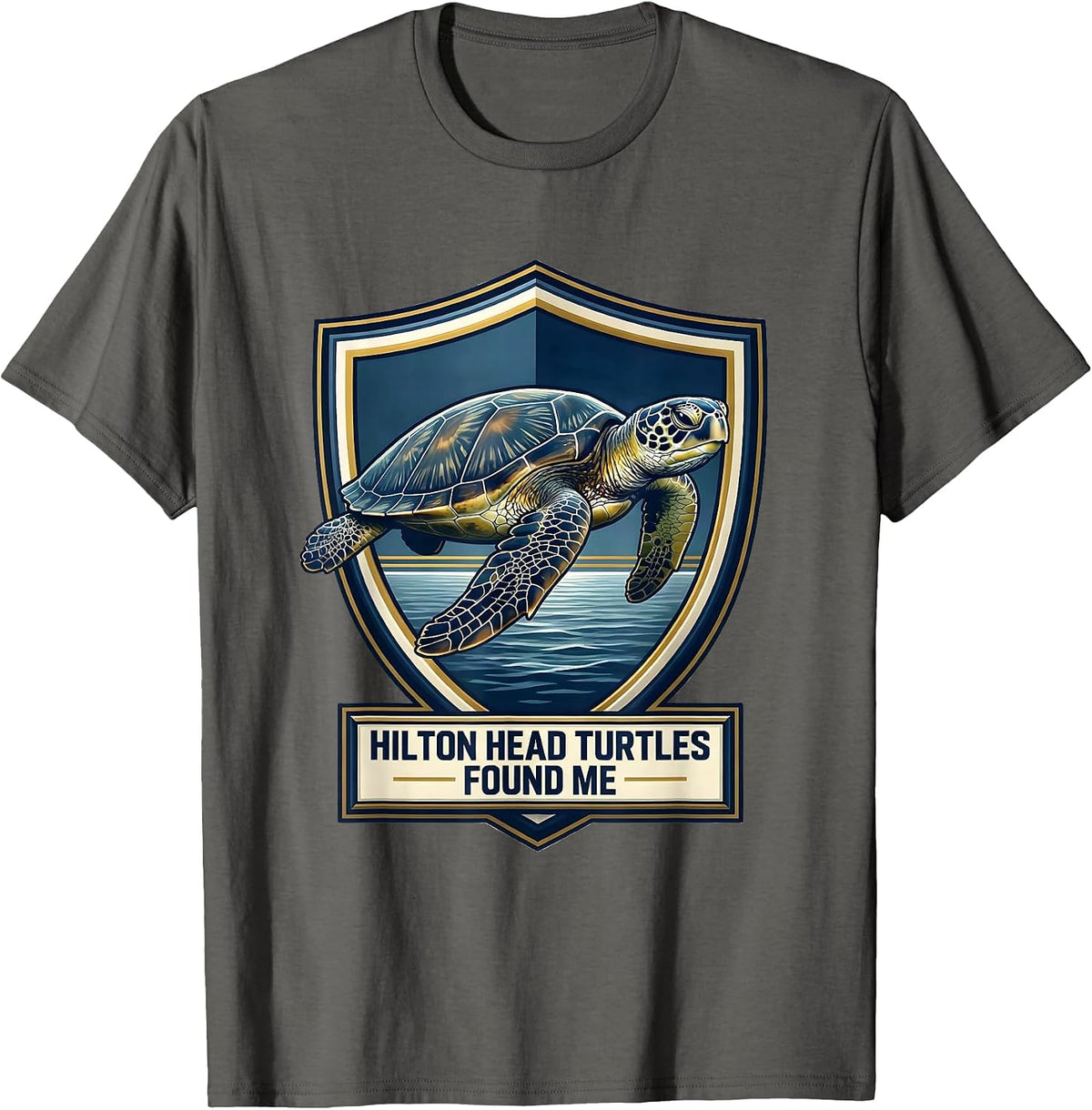 Men's Hilton Head Turtles Found Me Emblem Sea Turtle Lover Coastal T-Shirt - Asphalt Grey