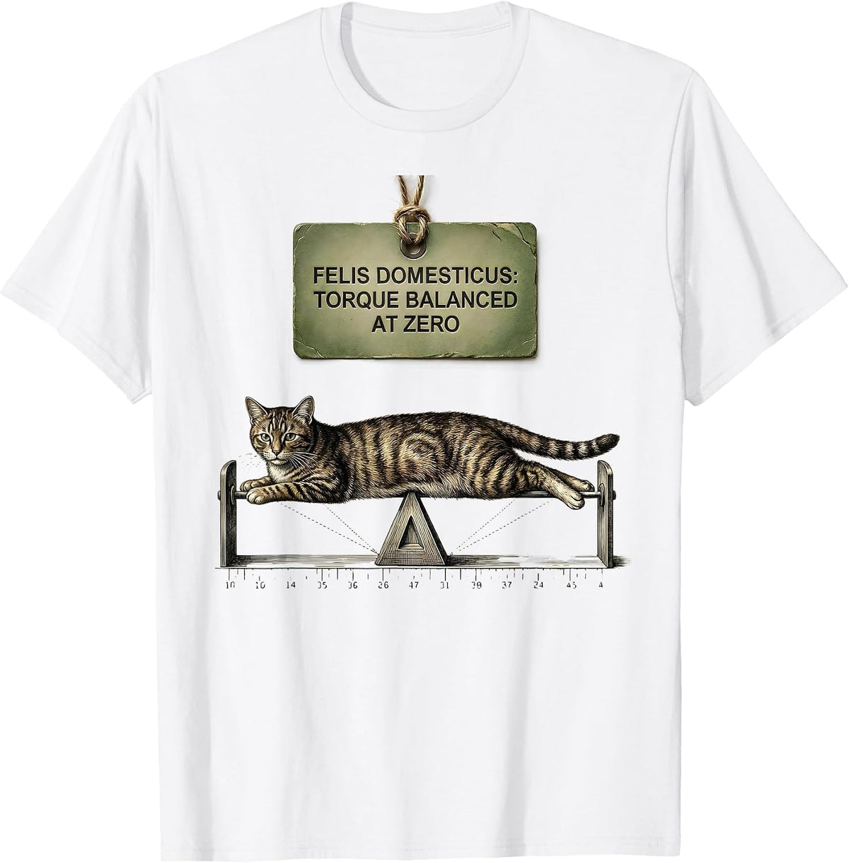 Men's Felis Domesticus: Torque Balanced At Zero Math Teacher T-Shirt - White