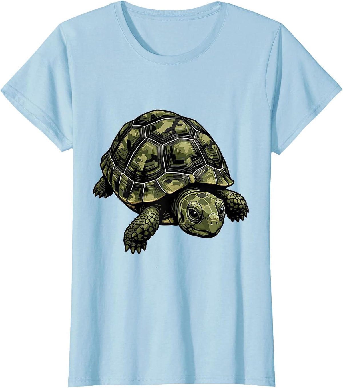 Baby Turtle Camo Shell Kids Graphic Design T-Shirt - Baby Blue