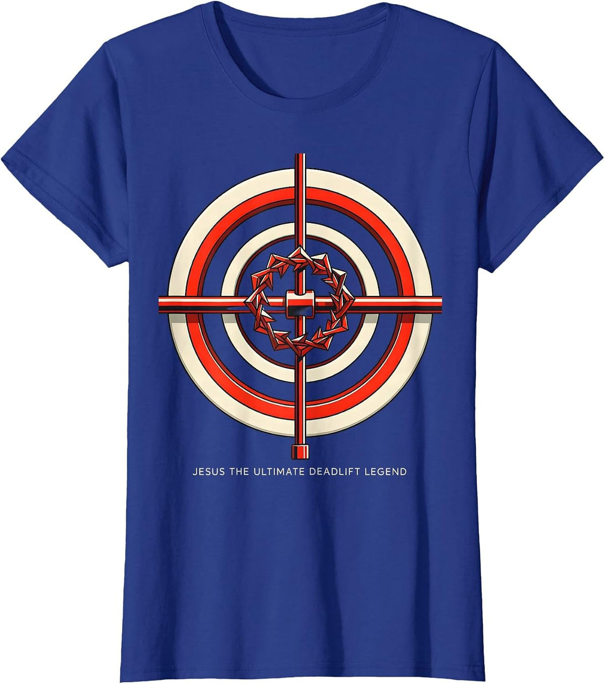 Women's Jesus The Ultimate Deadlift Legend Geometric Christian Gym T-Shirt - Royal Blue