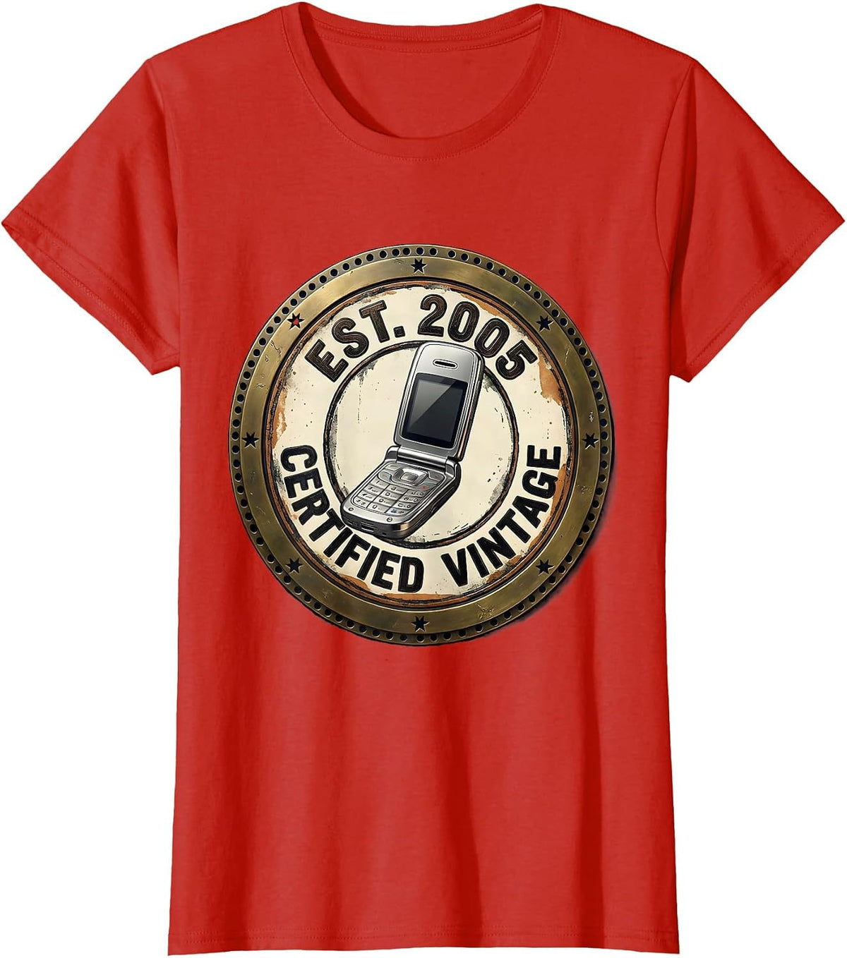 Est. 2005 Certified Vintage Vintage Birth-Year Stamp T-Shirt - Red