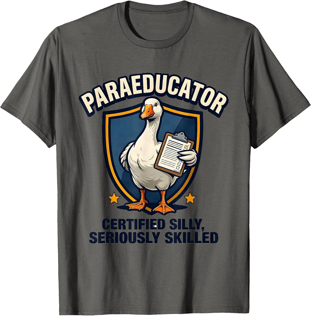 Men's Paraeducator: Certified Silly, Seriously Skilled Funny T-Shirt - Asphalt Grey