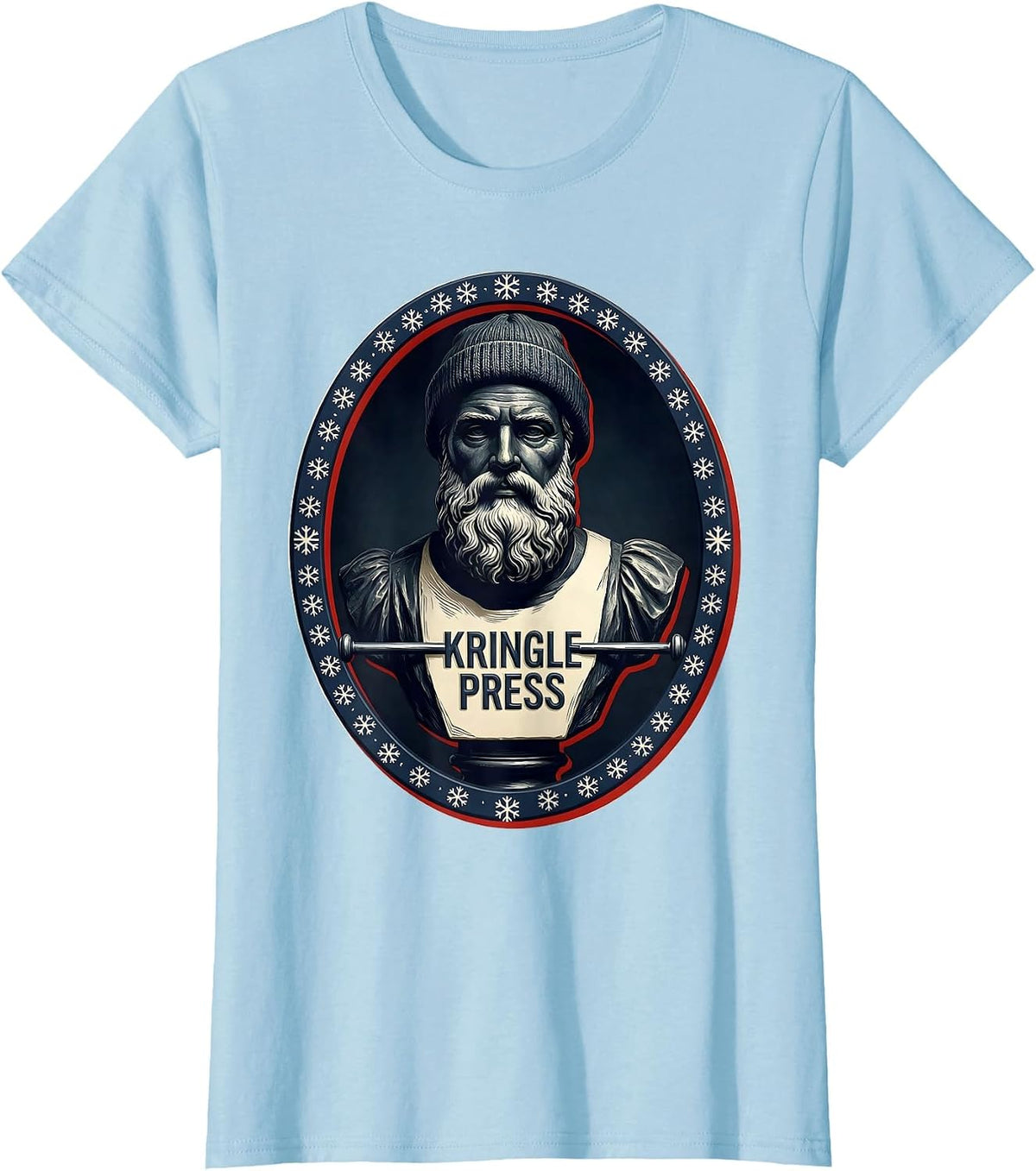 Women's Kringle Press Funny Christmas Gym Bodybuilding Workout T-Shirt - Baby Blue