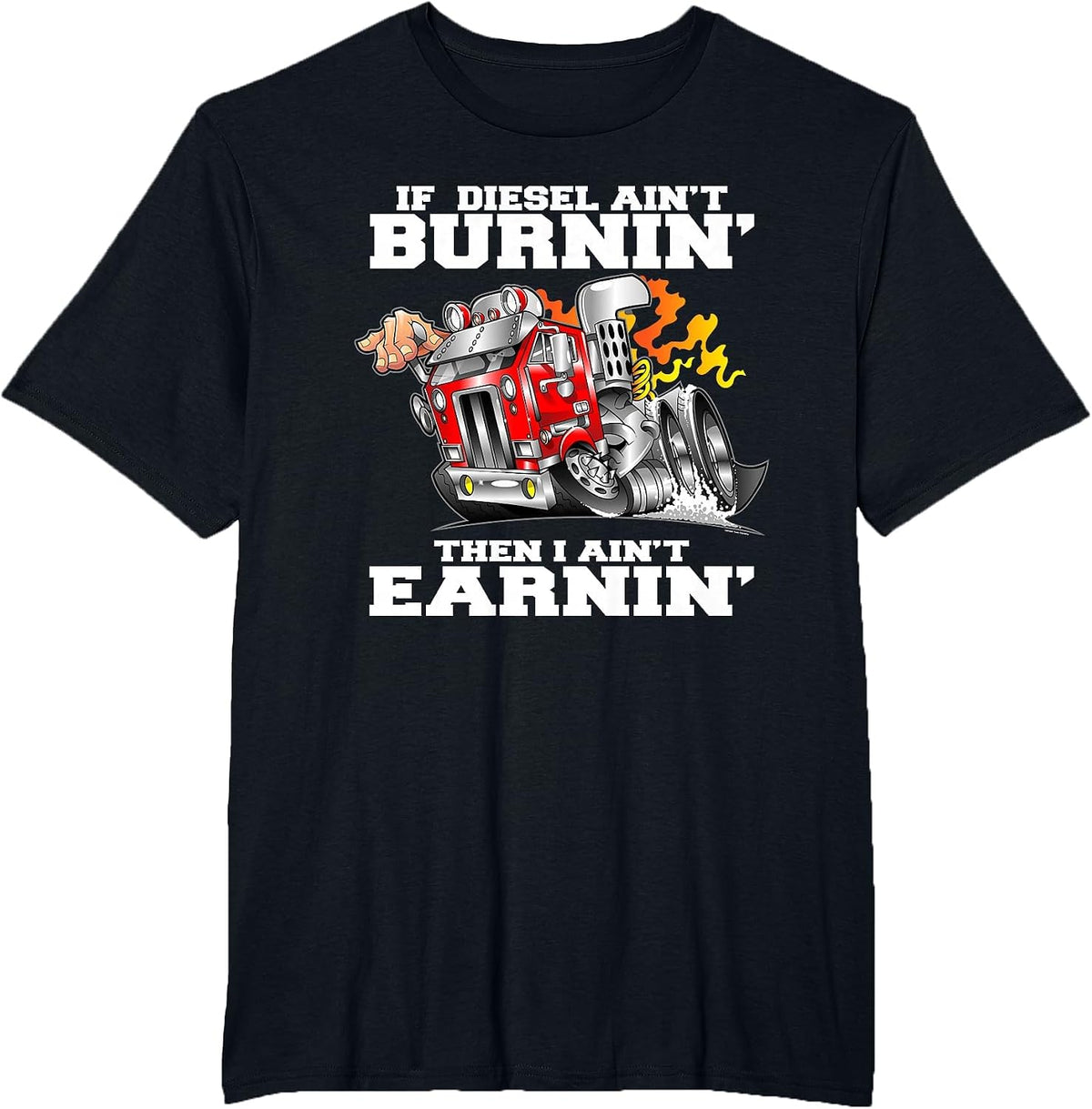 Funny Diesel Truck Driver Big Rig Cabover Truckers T-Shirt - Black