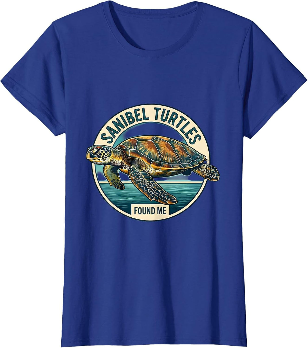 Women's Sanibel Turtles Found Me Sea Turtle Lover Beach Souvenir T-Shirt - Royal Blue